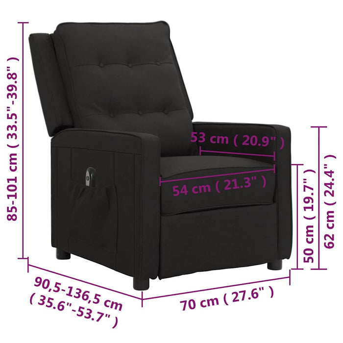 Fotoliu rabatabil electric, negru, material textil WALTI