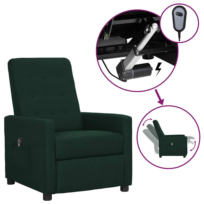 Fotoliu rabatabil electric, verde închis, material textil WALTI