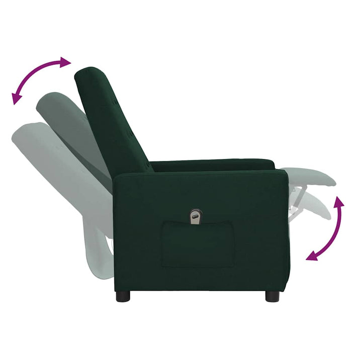Fotoliu rabatabil electric, verde închis, material textil WALTI