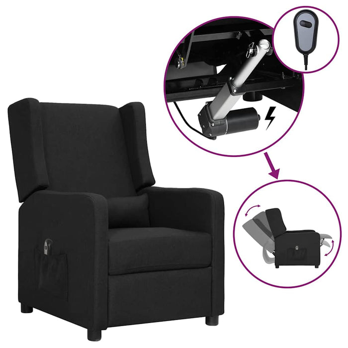 Fotoliu rabatabil electric, negru, material textil WALTI