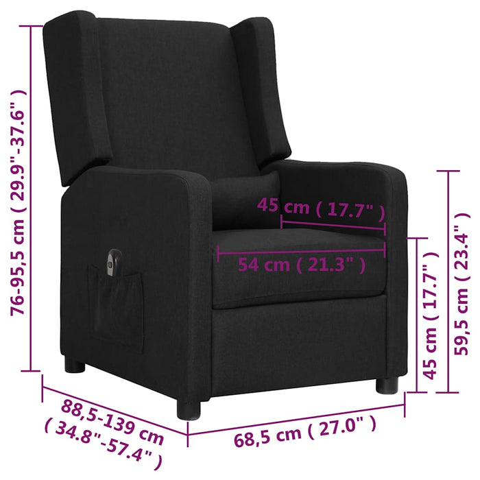 Fotoliu rabatabil electric, negru, material textil WALTI