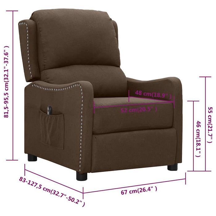 Fotoliu rabatabil electric, maro, material textil WALTI