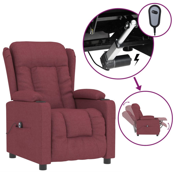 Fotoliu rabatabil electric, roșu vin, material textil - WALTI WALTI