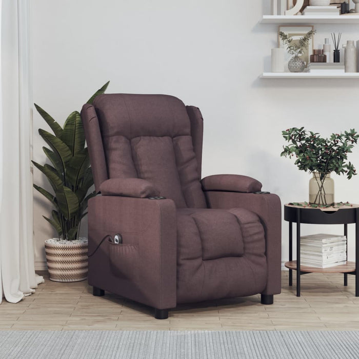 Fotoliu rabatabil electric, maro închis, material textil WALTI