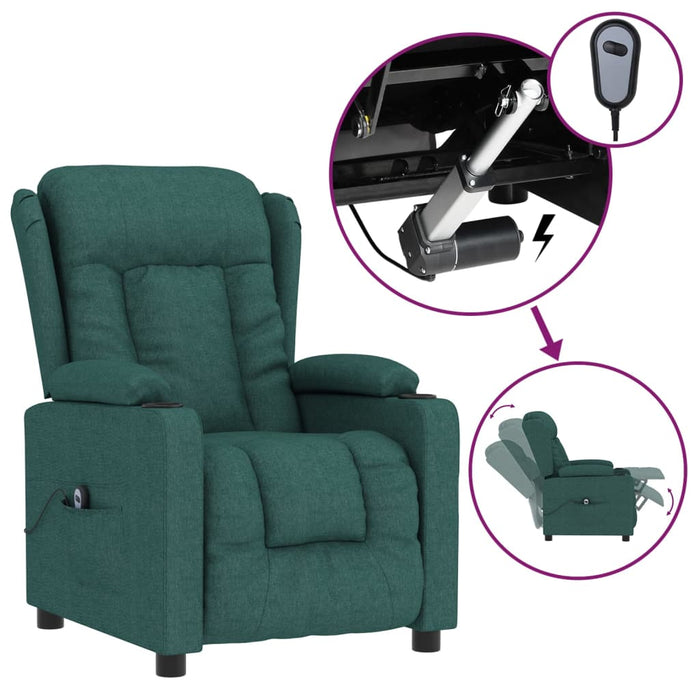 Fotoliu rabatabil electric, verde închis, material textil - WALTI WALTI