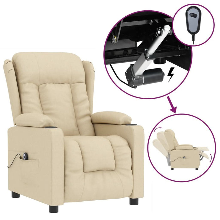 Fotoliu rabatabil electric, crem, material textil - WALTI WALTI