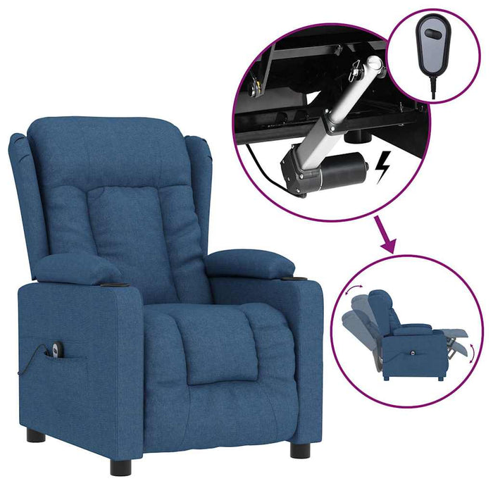 Fotoliu rabatabil electric, albastru, material textil WALTI