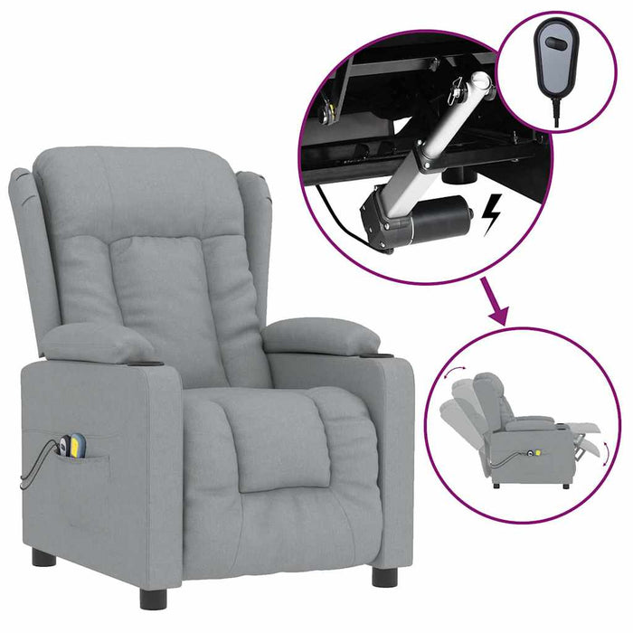 Fotoliu de masaj electric rabatabil, gri deschis, textil - WALTI WALTI
