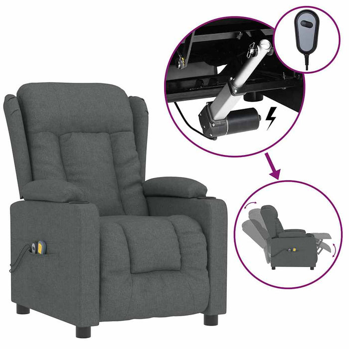 Fotoliu de masaj electric rabatabil, gri închis, textil - WALTI WALTI