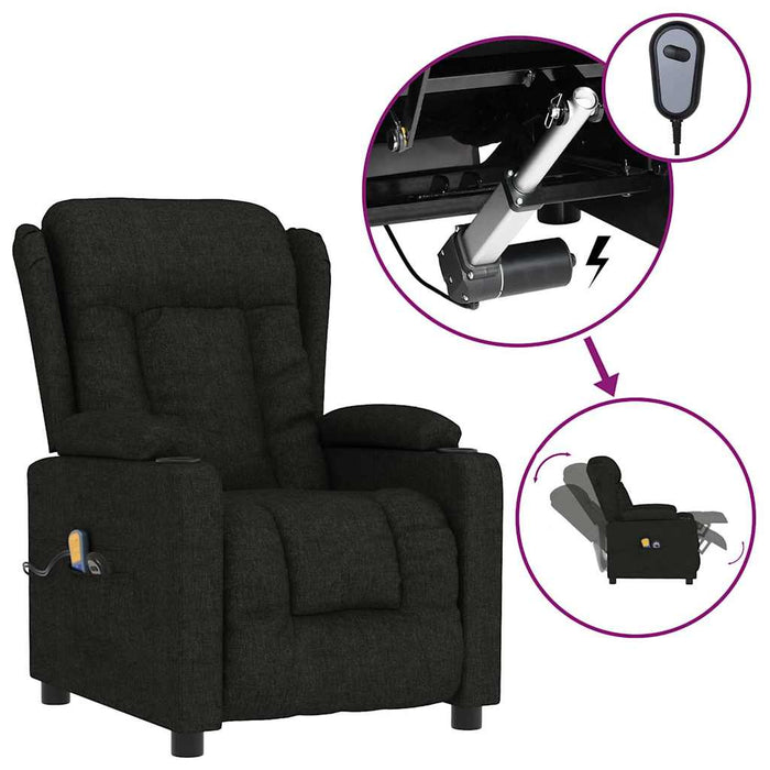 Fotoliu de masaj electric rabatabil, negru, textil - WALTI WALTI