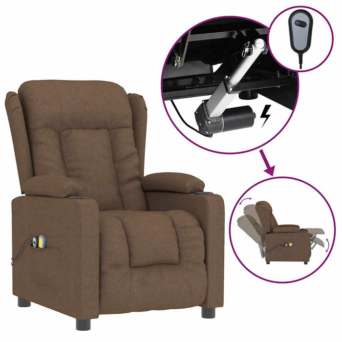 Fotoliu de masaj electric, maro, material textil WALTI
