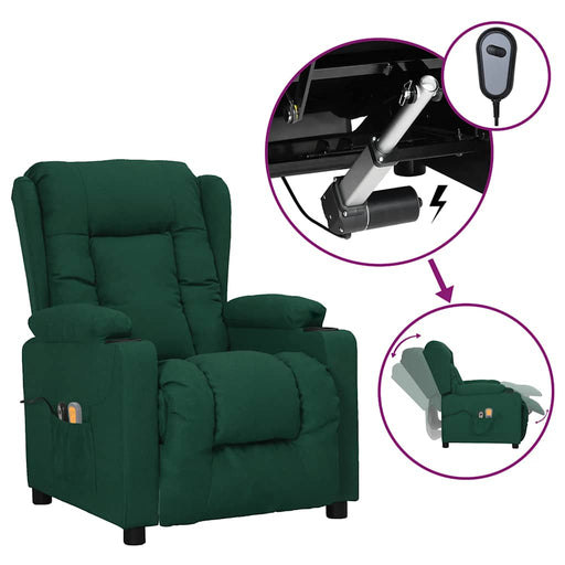Fotoliu de masaj electric, verde închis, material textil - WALTI WALTI