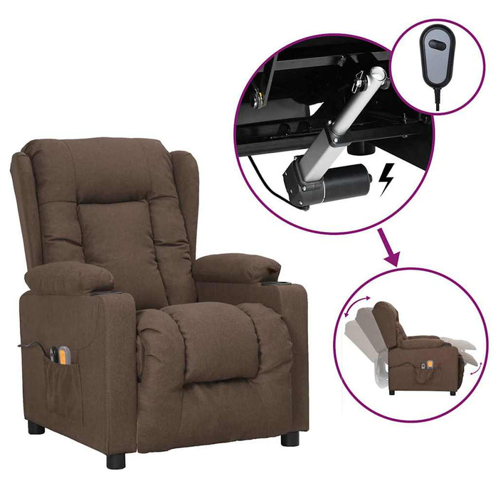 Fotoliu de masaj electric rabatabil, gri taupe, textil - WALTI WALTI