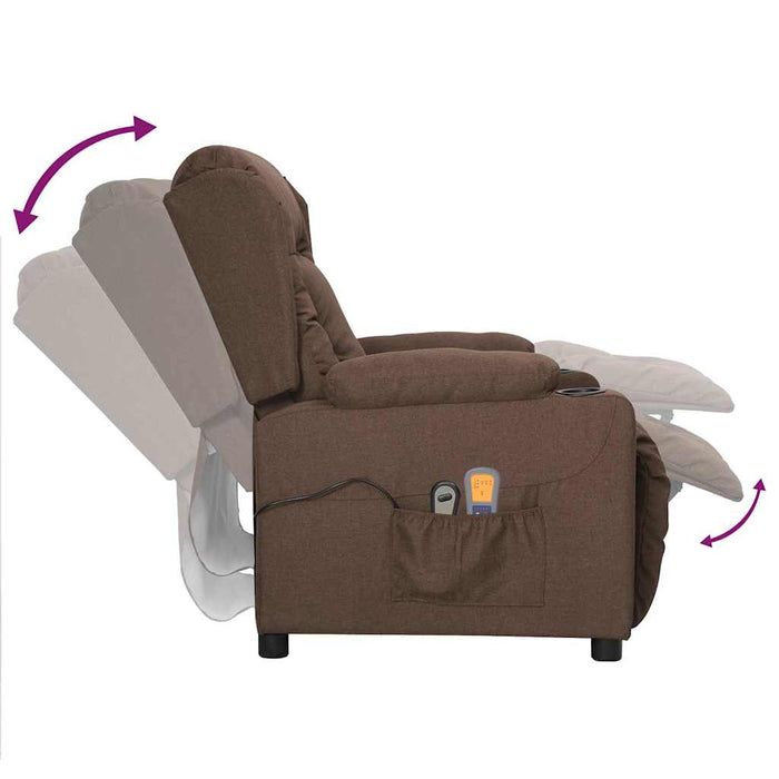 Fotoliu de masaj electric rabatabil, gri taupe, textil - WALTI WALTI