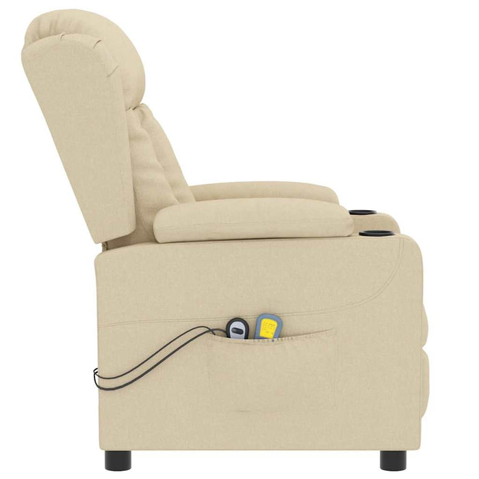 Fotoliu de masaj electric rabatabil, crem, textil - WALTI WALTI