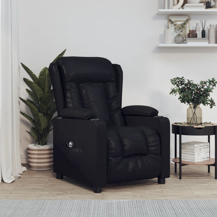 Fotoliu rabatabil electric, negru, piele ecologică - WALTI WALTI