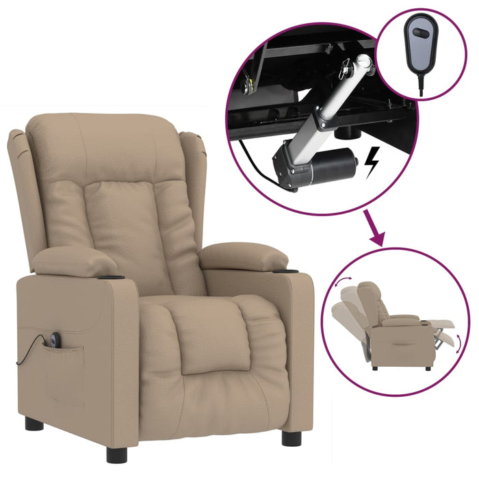Fotoliu rabatabil electric, cappuccino, piele ecologică - WALTI WALTI
