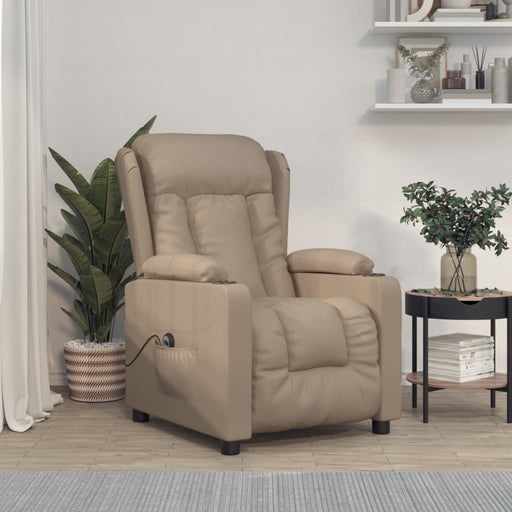 Fotoliu rabatabil electric, cappuccino, piele ecologică - WALTI WALTI