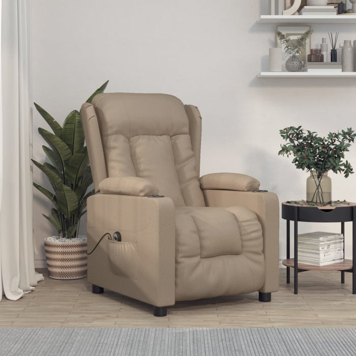 Fotoliu rabatabil electric, cappuccino, piele ecologică - WALTI WALTI