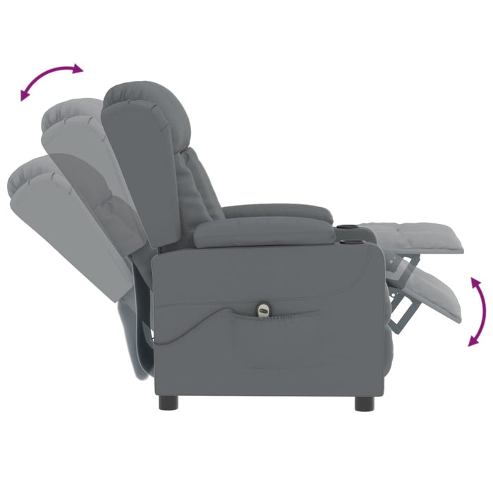 Fotoliu rabatabil electric, gri, piele ecologică - WALTI WALTI