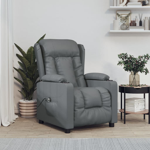 Fotoliu rabatabil electric, gri, piele ecologică - WALTI WALTI