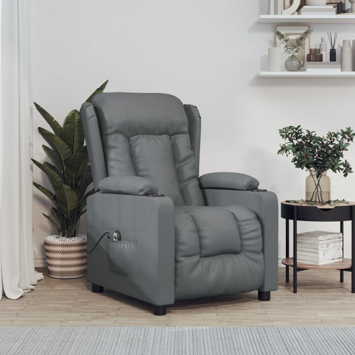 Fotoliu rabatabil electric, gri, piele ecologică - WALTI WALTI