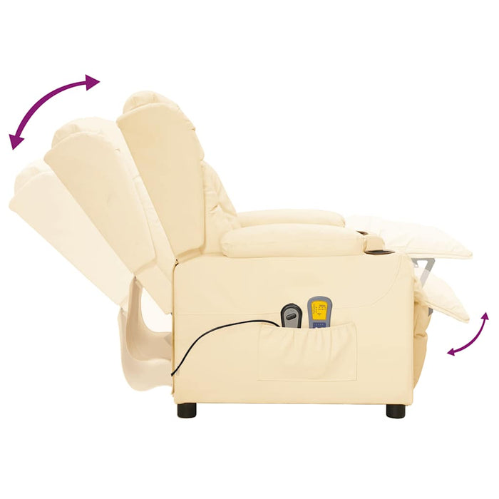 Fotoliu de masaj electric, crem, piele ecologică - WALTI WALTI