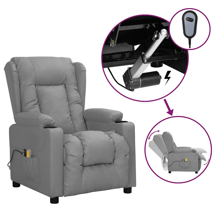 Fotoliu de masaj electric, gri, piele ecologică - WALTI WALTI