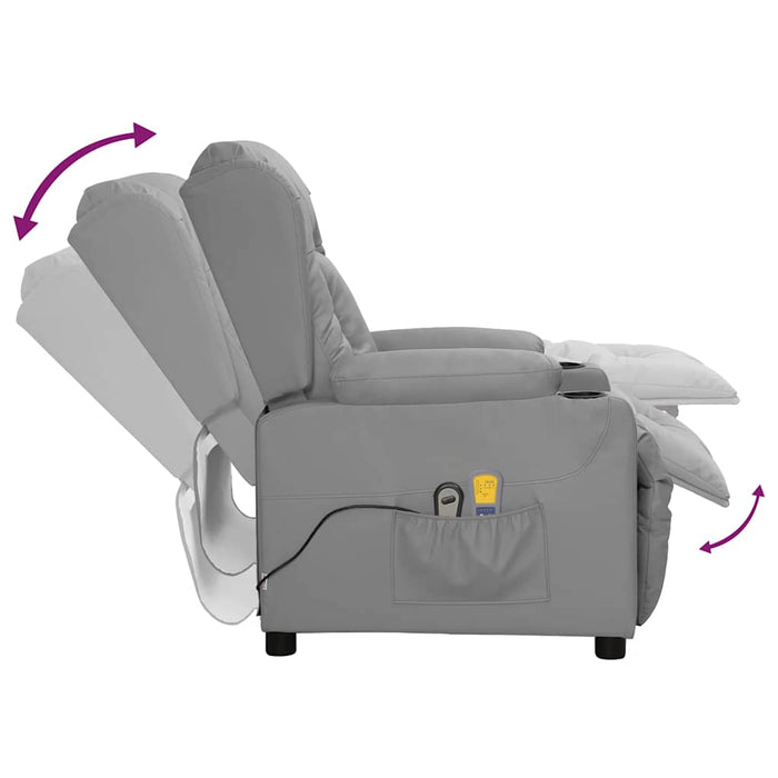 Fotoliu de masaj electric, gri, piele ecologică - WALTI WALTI