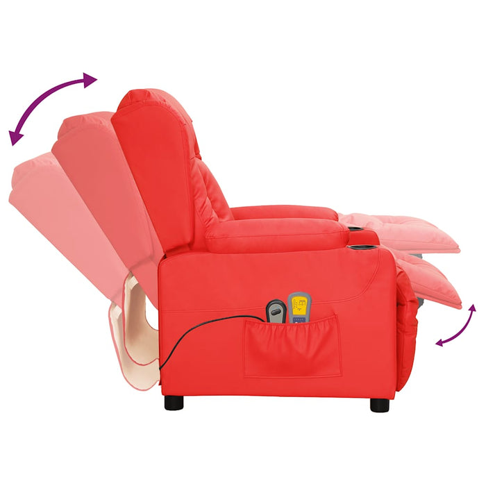 Fotoliu de masaj electric, roșu, piele ecologică WALTI