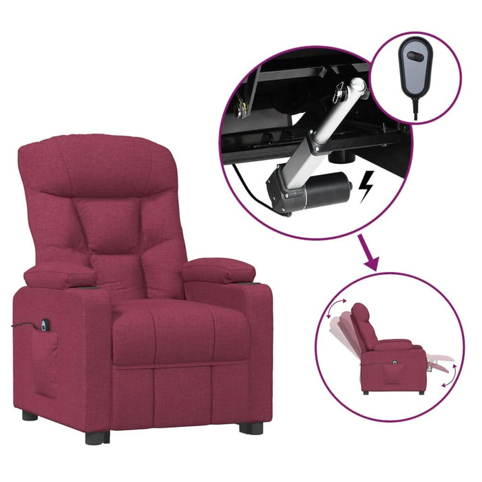 Fotoliu rabatabil electric, roșu vin, material textil - WALTI WALTI