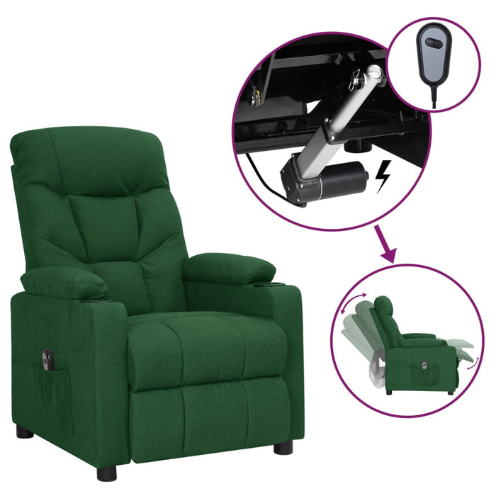 Fotoliu rabatabil electric, verde închis, material textil - WALTI WALTI