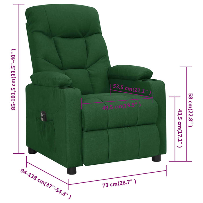 Fotoliu rabatabil electric, verde închis, material textil - WALTI WALTI