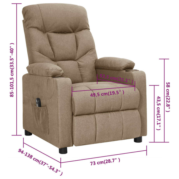 Fotoliu rabatabil electric, gri taupe, material textil - WALTI WALTI