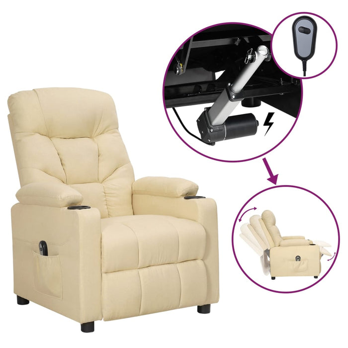 Fotoliu rabatabil electric, crem, material textil - WALTI WALTI