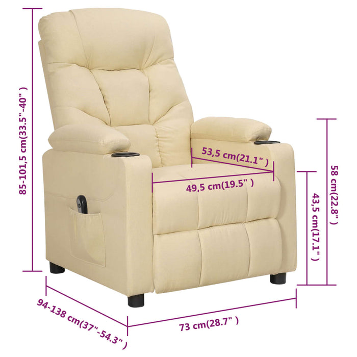 Fotoliu rabatabil electric, crem, material textil - WALTI WALTI
