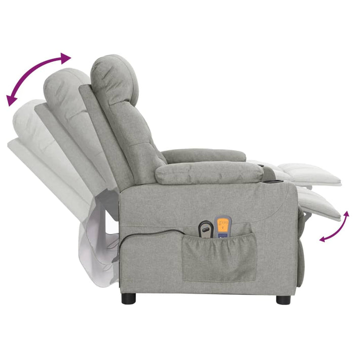 Fotoliu de masaj electric rabatabil, gri deschis, textil - WALTI WALTI