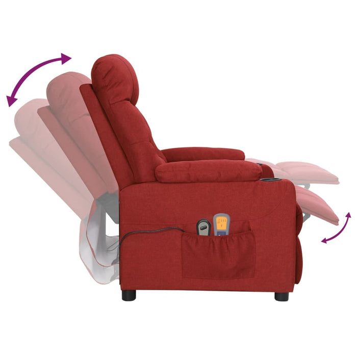 Fotoliu de masaj electric rabatabil, roșu vin, textil - WALTI WALTI