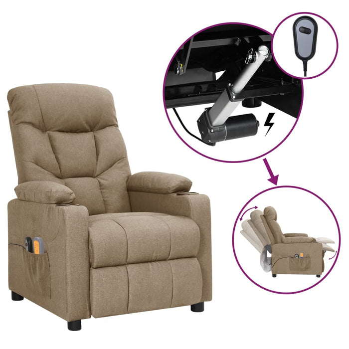 Fotoliu de masaj electric rabatabil, gri taupe, textil WALTI