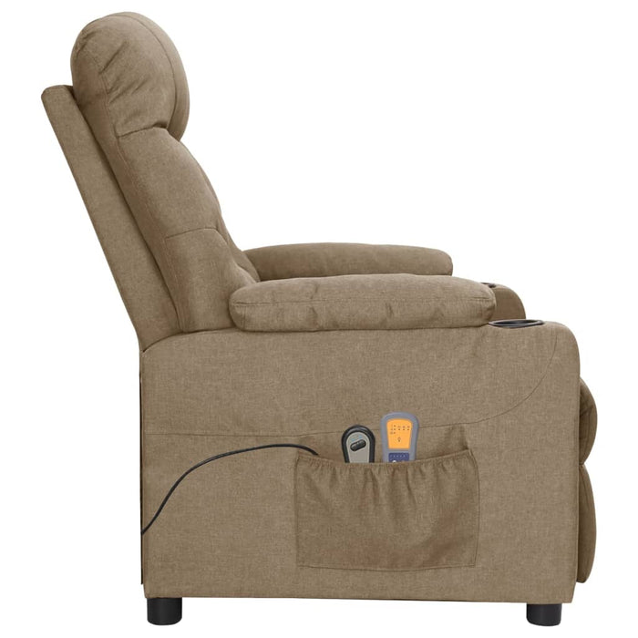 Fotoliu de masaj electric rabatabil, gri taupe, textil WALTI