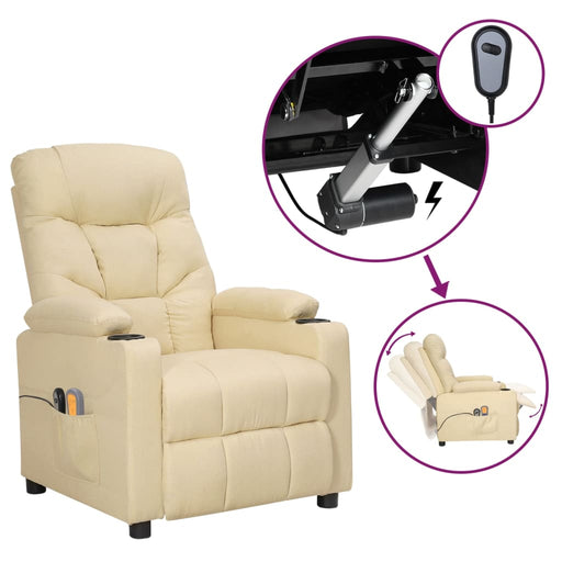 Fotoliu de masaj electric rabatabil, crem, textil - WALTI WALTI