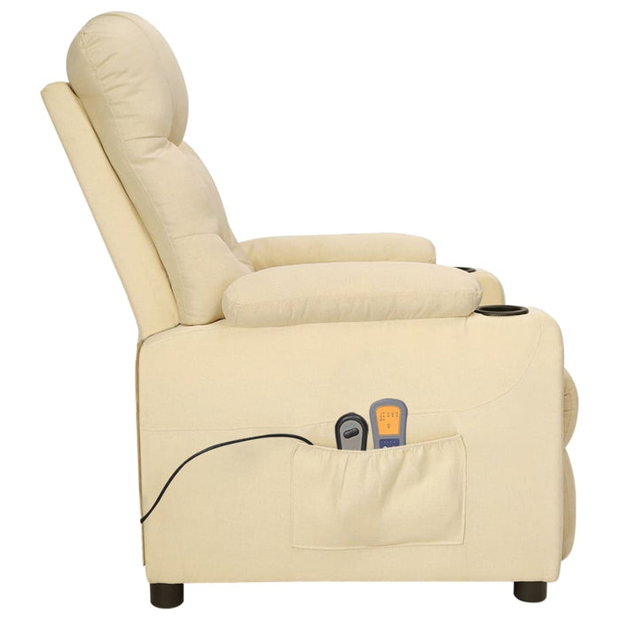 Fotoliu de masaj electric rabatabil, crem, textil - WALTI WALTI