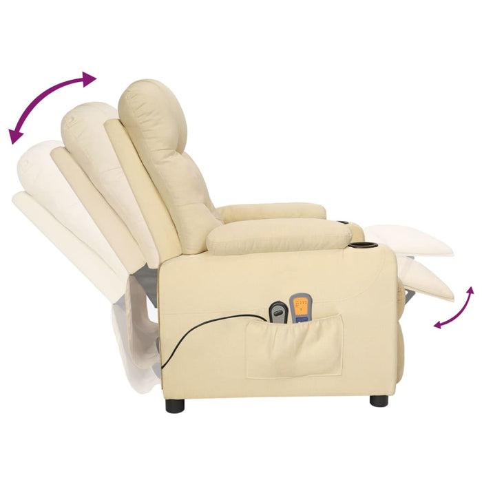 Fotoliu de masaj electric rabatabil, crem, textil - WALTI WALTI