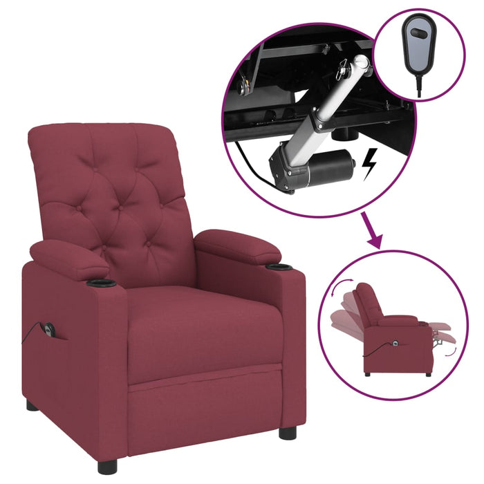 Fotoliu rabatabil electric, roșu vin, material textil - WALTI WALTI