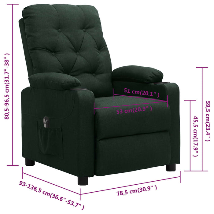 Fotoliu rabatabil electric, verde închis, material textil - WALTI WALTI