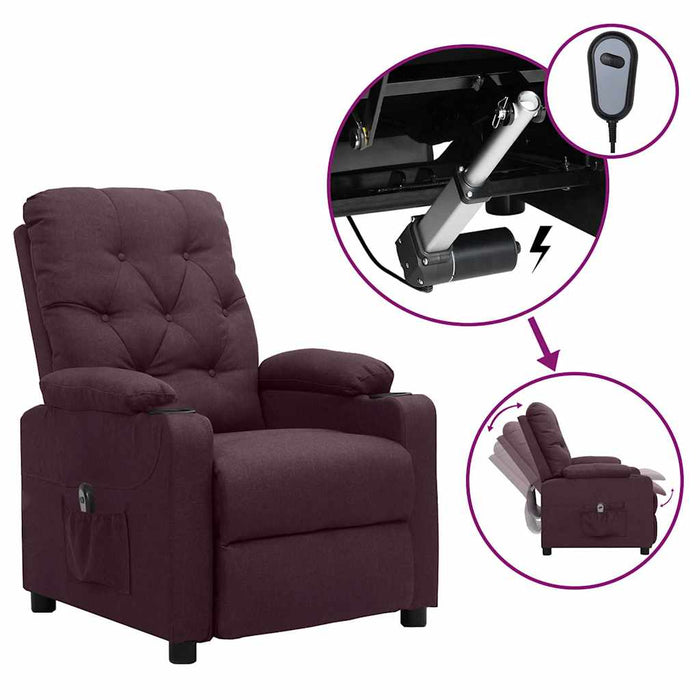 Fotoliu rabatabil electric, violet, material textil WALTI