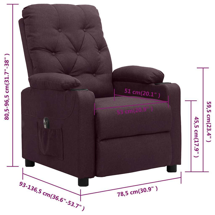 Fotoliu rabatabil electric, violet, material textil WALTI