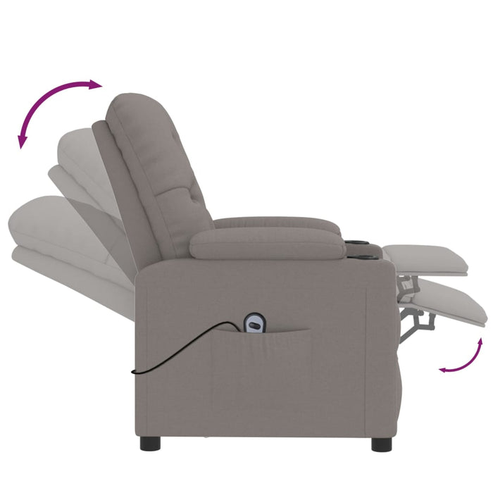Fotoliu rabatabil electric, gri taupe, material textil WALTI