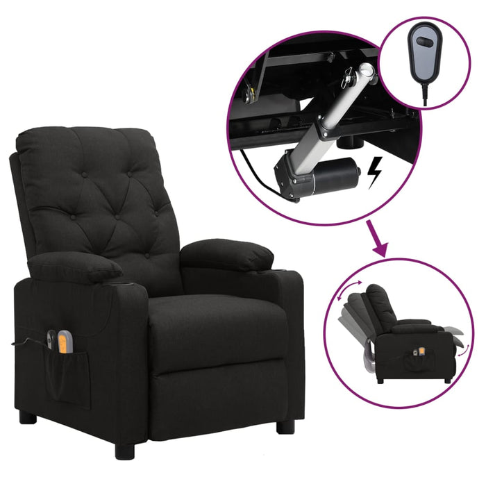 Fotoliu de masaj electric rabatabil, negru, textil - WALTI WALTI