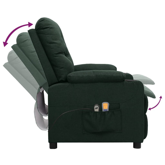 Fotoliu de masaj electric, verde închis, material textil - WALTI WALTI